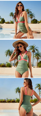 R&B | Split Badeanzug Skinny Deep V Halter Bikini