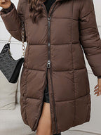 R&B | Frauen Lange Kapuzen-Winter-Pufferjacke