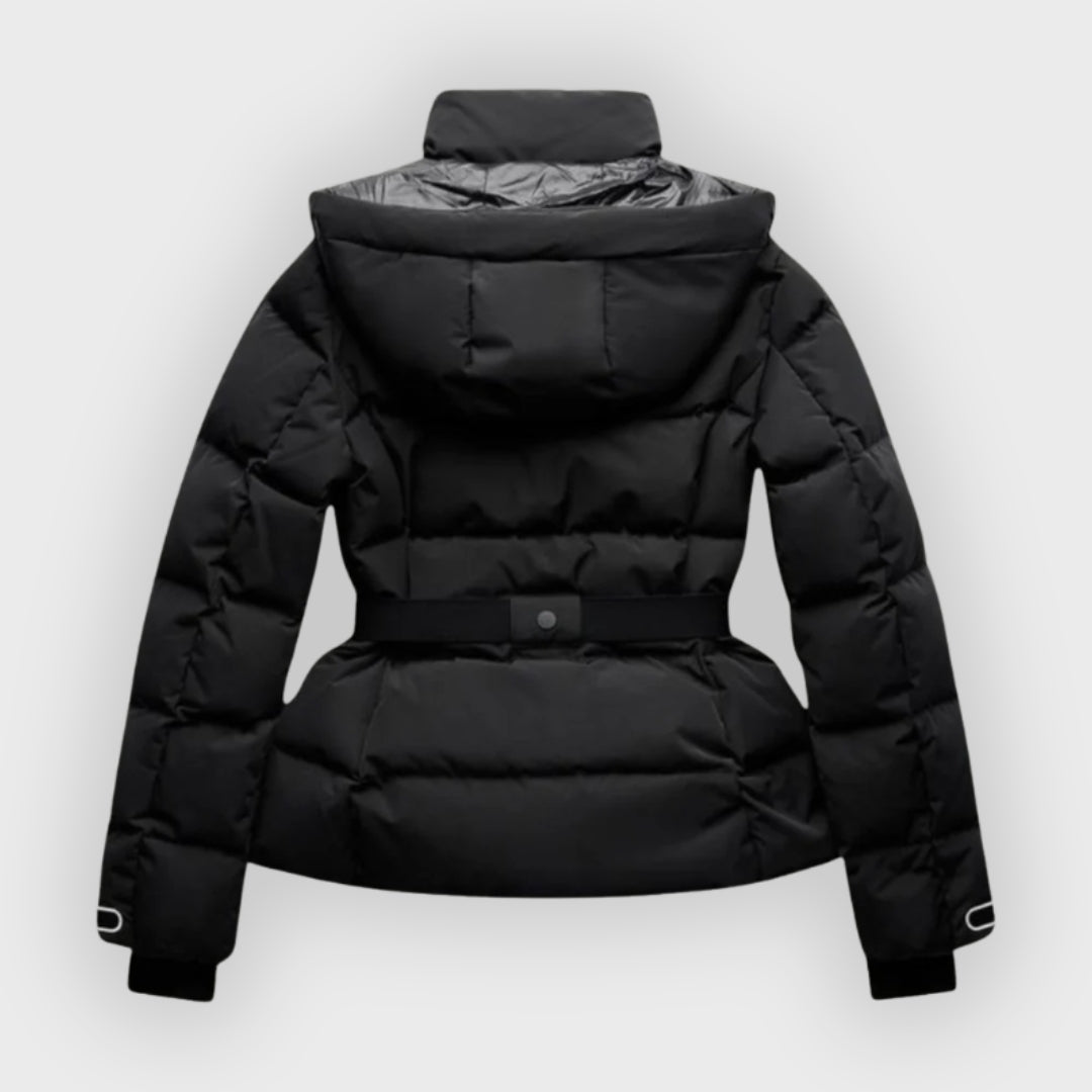 R&B | Damen isolierte schwarze Gürtel-Skijacke