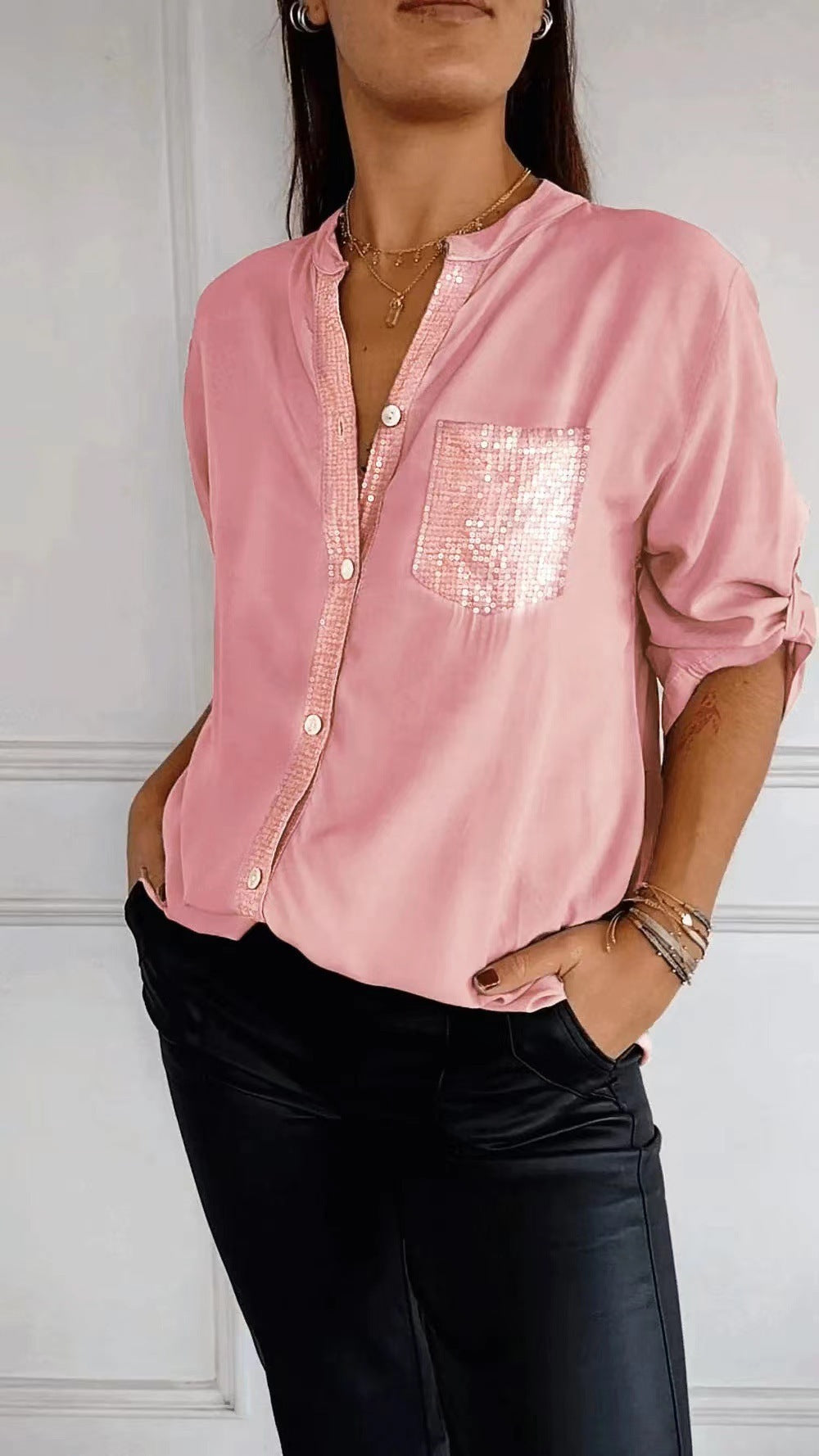 R&B | Glitzerbluse Mit Paillettentasche