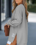 R&B | Sweatshirtkleid mit Langen Ärmeln Reißverschluss und Schlitz