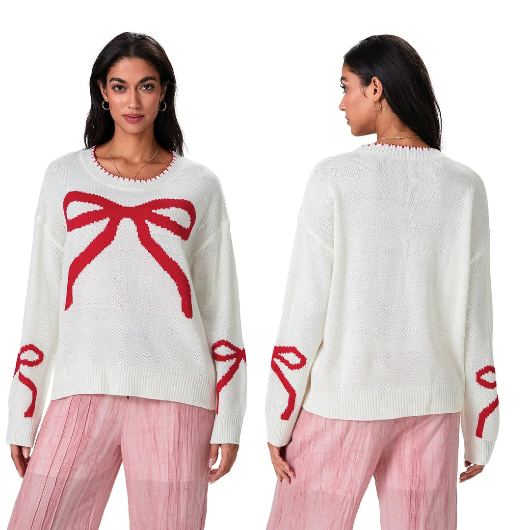 R&B | Festlicher Strickpullover mit Schleifen-Design
