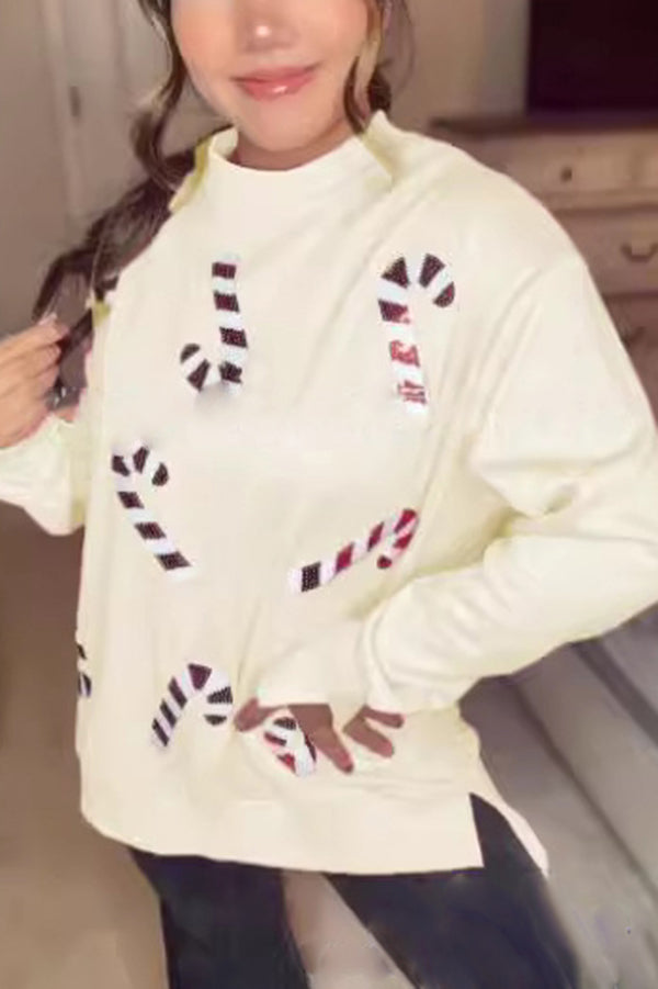 R&B | Weihnachts-Pailletten-Lässiger Rundhals Langarm-Sweatshirt