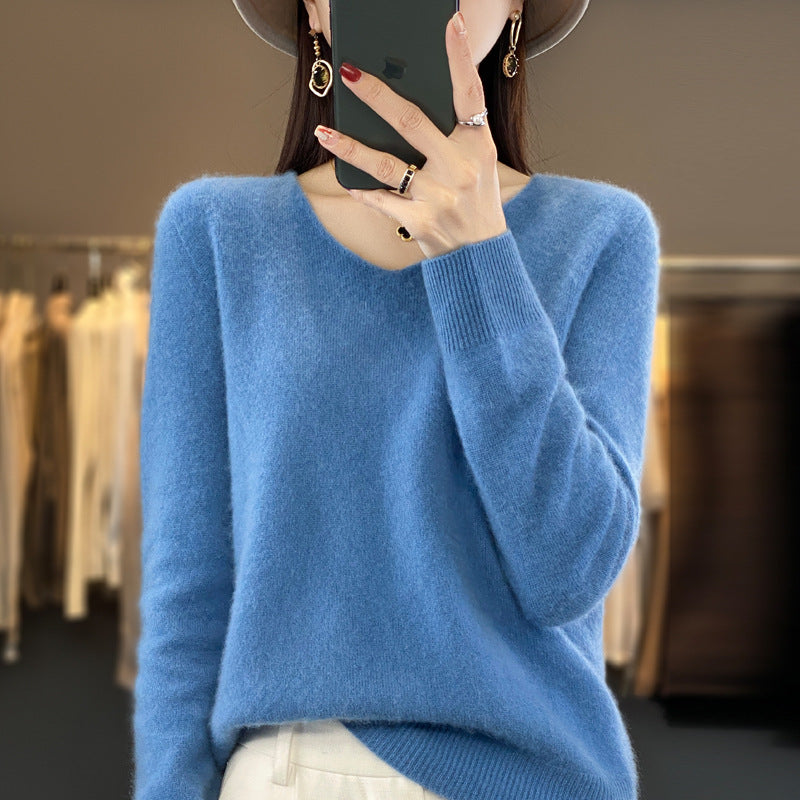R&B | Lockerer Damenpullover mit V-Ausschnitt für Herbst und Winter