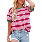 R&B | Gestreiftes T-Shirt mit Rundhalsausschnitt für Damen