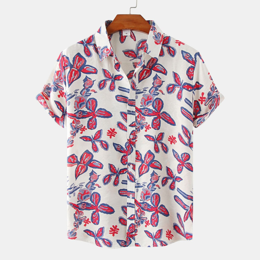R&B | Floral kurzärmeliges Blumenhemd Männer