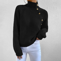 R&B | Strickpullover mit Hohem Kragen und Knopfdetails Wollmischung Elegant und Warm