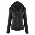 R&B | Damen Slim Fit PU-Leder Zip-Up Hoodie