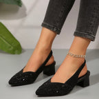 Glanzvolle Absatzsandalen mit funkelnden Kristalldetails R&B R&B