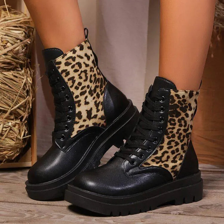 R&B | Damen Leoparden Martin Stiefel