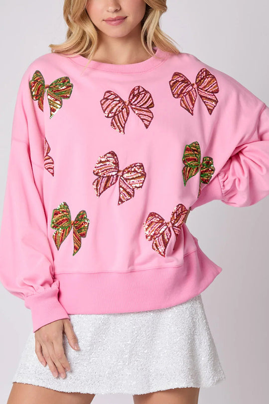 R&B | Weihnachtsbogen Pailletten Lockere Freizeit Langarm Sweatshirt