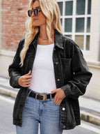 R&B | Knopf-Down Denimjacke mit Taschen