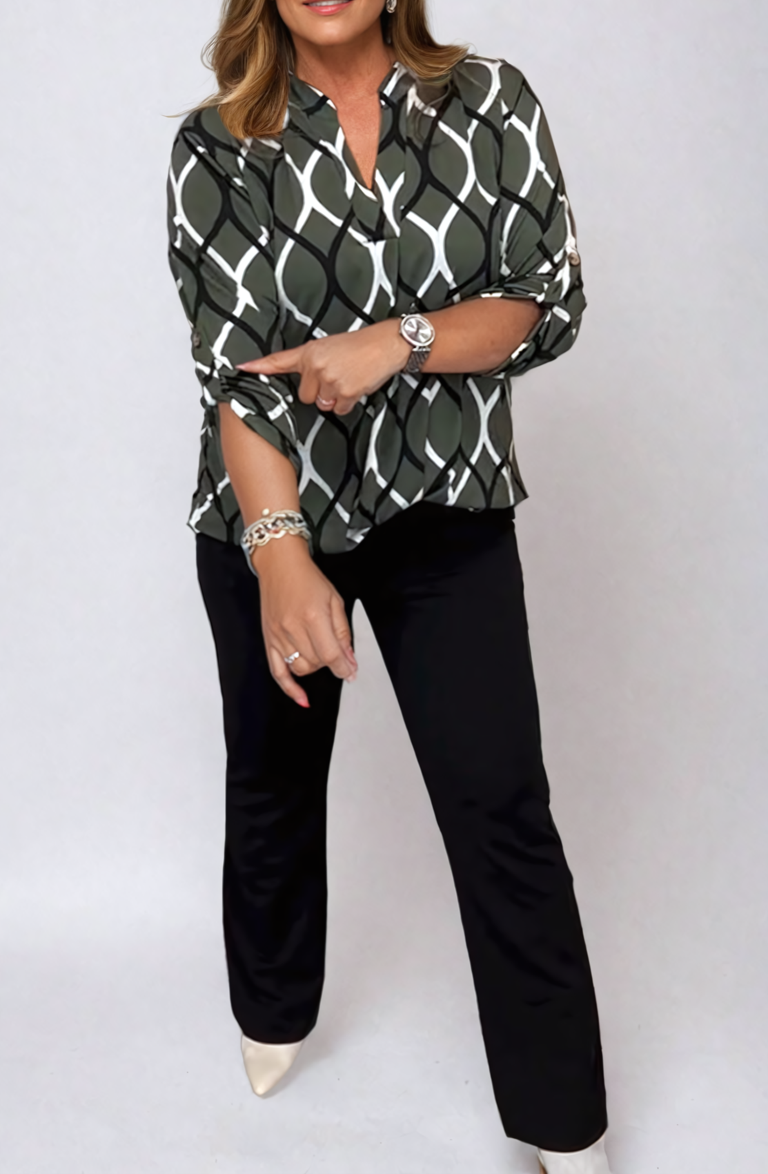 R&B | Elegante Bluse mit Grafischem Muster Leicht und Stilvoll Perfekt für Den Alltag