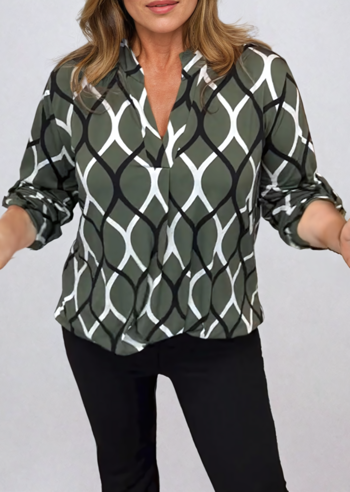 R&B | Elegante Bluse mit Grafischem Muster Leicht und Stilvoll Perfekt für Den Alltag