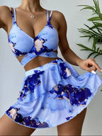 R&B | Dreiteiliges Bikini-Set mit Marmordruck
