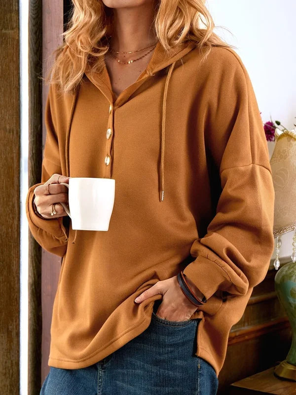 R&B | Sweater mit Kapuze und Knöpfen