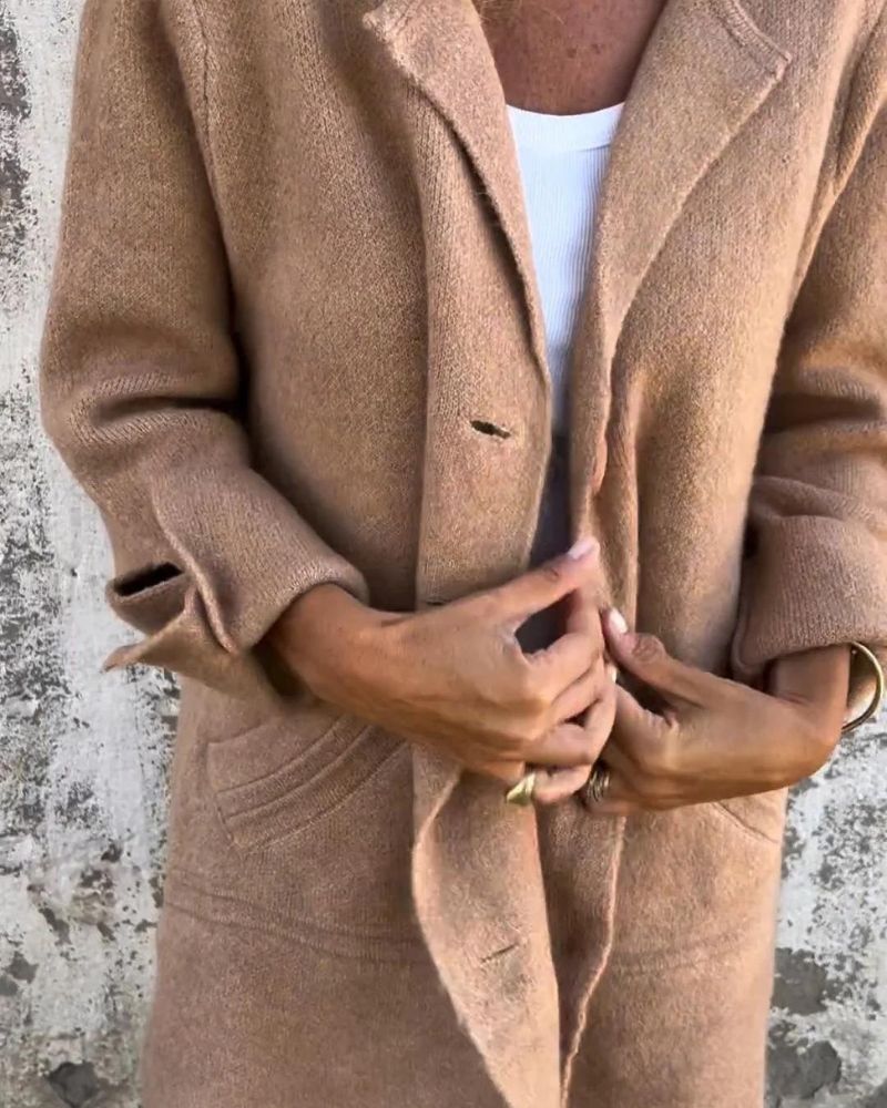 R&B | Lässiger Langer Mantel mit Revers