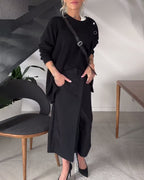 R&B | Sweatshirt mit Rundhalsausschnitt und Schlitz In Unifarbe