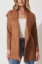 R&B | Farbe Anzug Strickjacke großer Revers Wildleder langärmlige Jacke