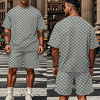 R&B | Schachbrettmuster Kurzarm-Shorts-Set