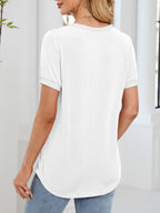 R&B | T-Shirt mit V-Ausschnitt in Uni-Farbe