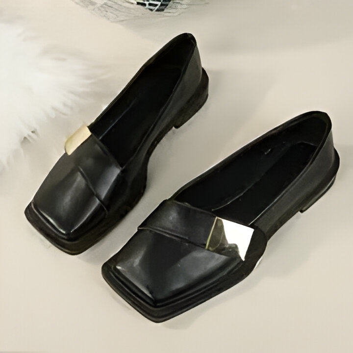Marianne | Elegante Damen Slipper mit quadratischer Zehe und großer Schnalle R&B