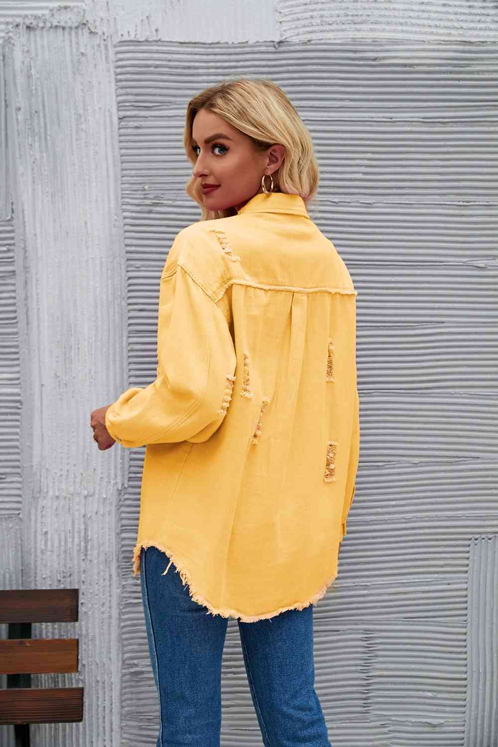R&B | Zerrissene Rohsaum-Denimjacke