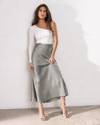 R&B | Stilvoller Rock mit Hoher Taille Seidiges Eis Seidenrock