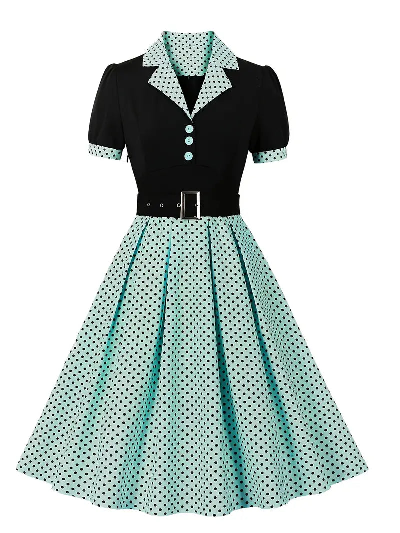 R&B - Stilvolle Herbst Vintage Kleid mit Polka Dots für Frauen