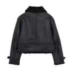 R&B | Damen Faux-Lederjacke mit Pelzkragen