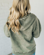 R&B | Zip Henley Acid Wash Fleece Hoodie