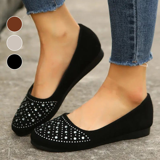 Orthopädische flache Puppenschuhe für Frauen mit Kristall R&B R&B