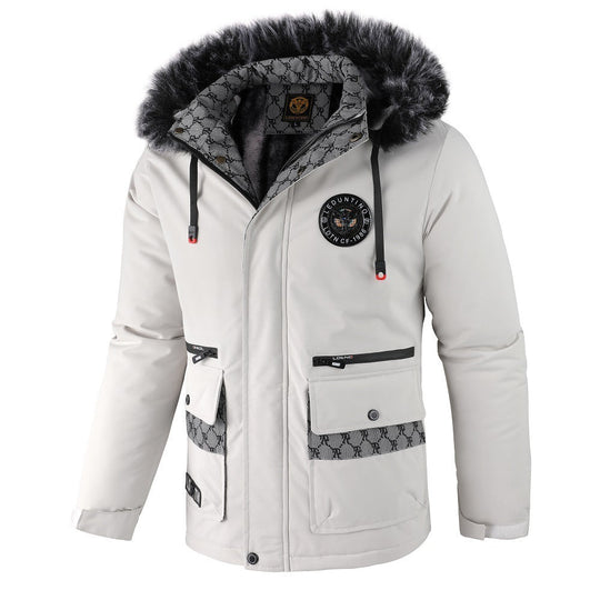 R&B | Herrenjacke mit Abnehmbarer, Pelzgefütterter Kapuze