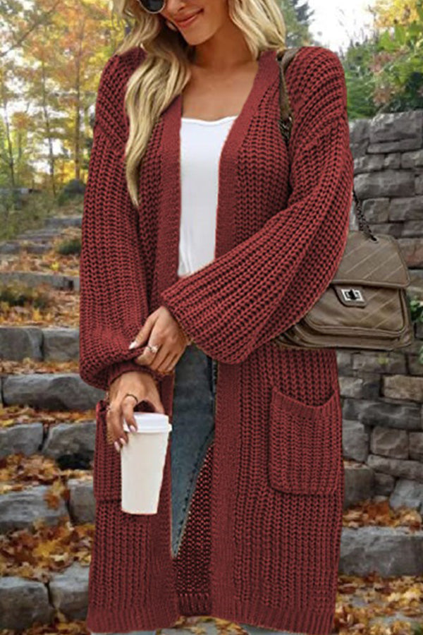 R&B | Länge Locker Oversized Doppelte Tasche Cardigan Sweater Jacke