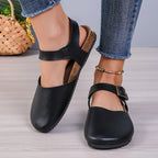 R&B | Retro Damen Slingback Sandalen mit Kork und Geschlossener Spitze
