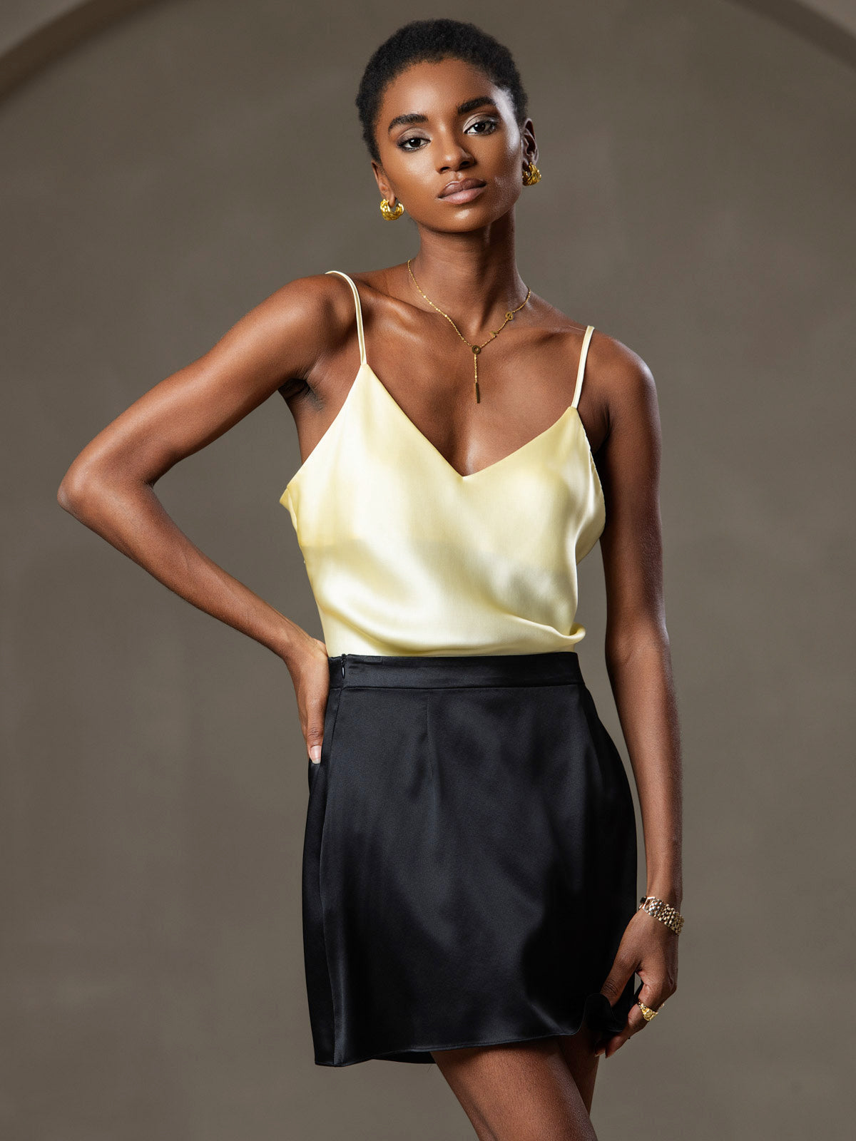 R&B | V-Ausschnitt Reine Seide Spaghettiträger Camisole Top