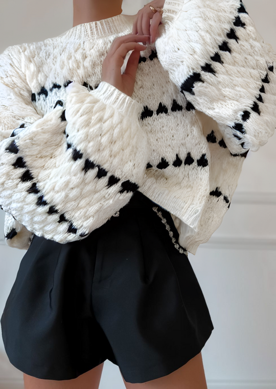 R&B | Kräftiger Strickpullover Kontrastierendes Design Warm und Zeitgemäß