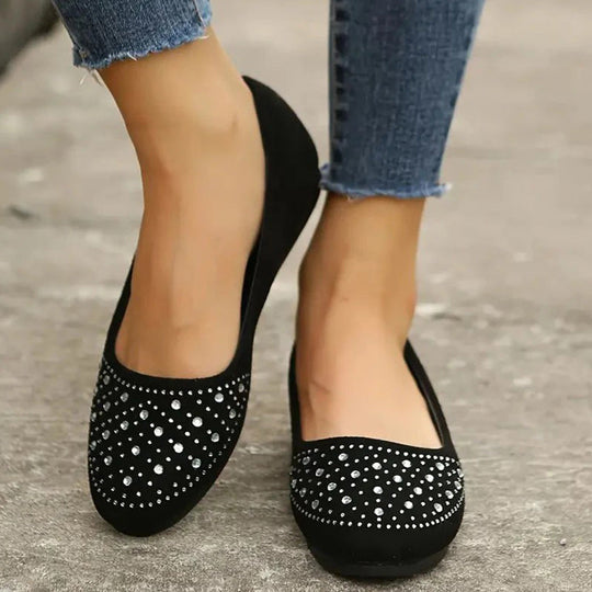 Orthopädische flache Puppenschuhe für Frauen mit Kristall R&B R&B