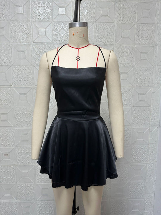 R&B | Halter einfarbig Strapskleid kurz