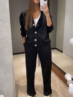 R&B | lässiges V-Ausschnitt Pullover- und Hose-Set
