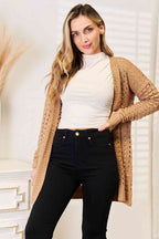 R&B | Horizontal gerippte Strickjacke mit offener Vorderseite