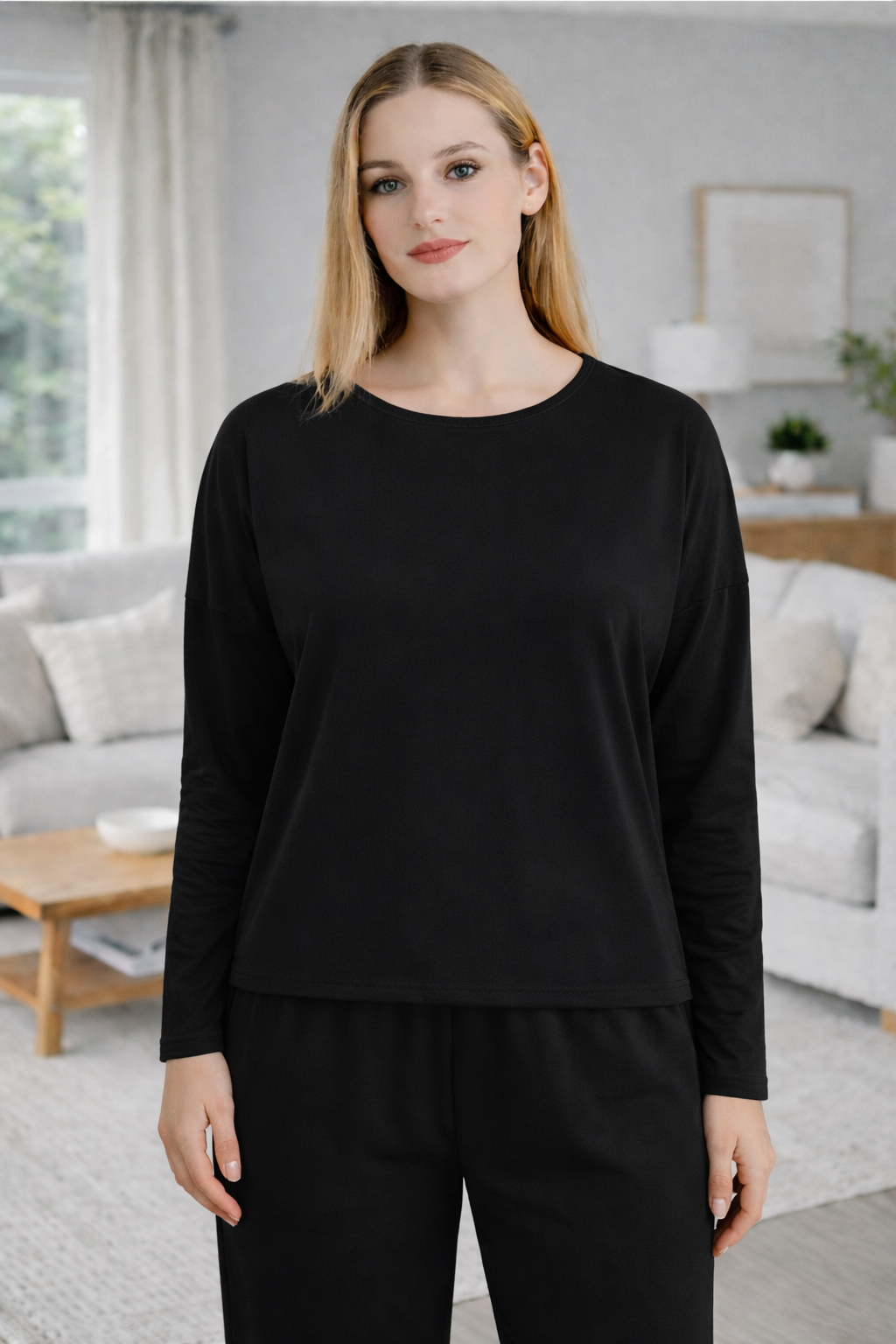 Damen Lässiger Zweiteiler mit weitem Oberteil und lockerer Hose R&B