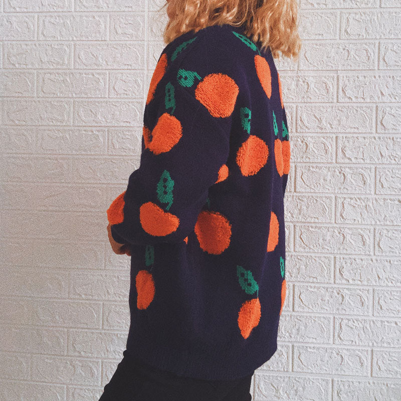 R&B | Strickpullover mit Früchteprint Weich und Einzigartig Gemütliche Passform