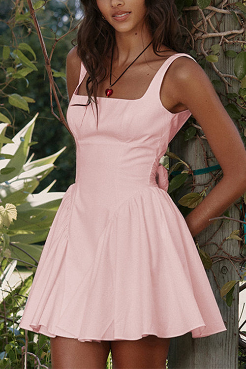 R&B | Rosiedress Square Neck Schleife Knot Rückenfrei Mini Kleid