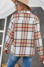 R&B | Karierte Button-Up Shirtjacke mit fallenden Schultern