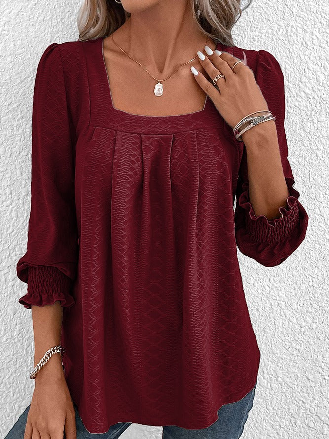 R&B | Baumwollbluse Mit Eckigem Ausschnitt