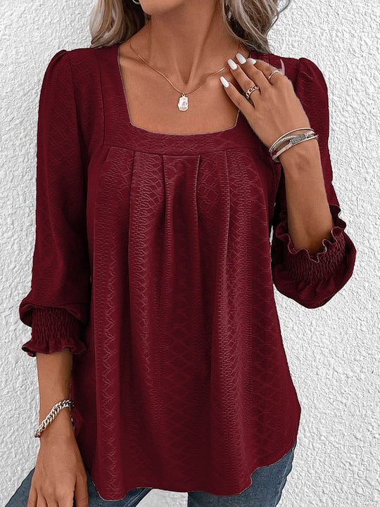 R&B | Baumwollbluse Mit Eckigem Ausschnitt