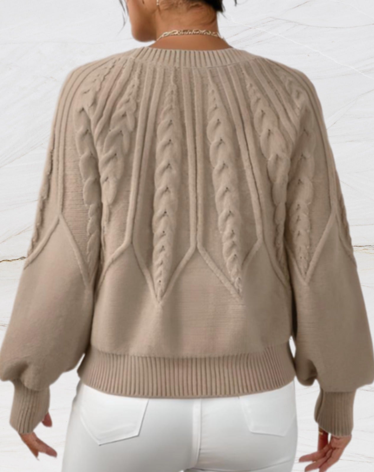R&B | Eleganter Pullover - Beiger Pfeil-Stil Strickpullover
