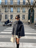 R&B | Mantel Poncho-Stil - Oversized Passform - Wollmischung - Hoher Kragen - 3/4 Ärmel