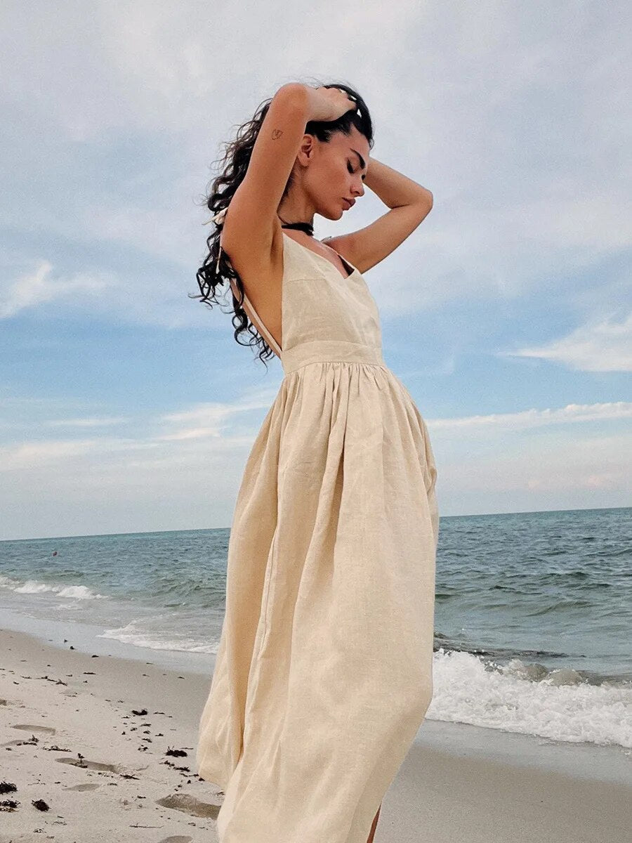 Langes Sommerkleid aus Baumwolle